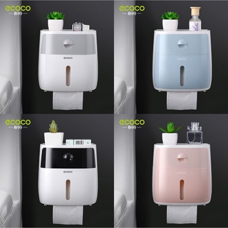 ECOCO กล่องใส่ทิชชู กันน้ำ ติดผนัง ไม่ต้องเจาะ E1804