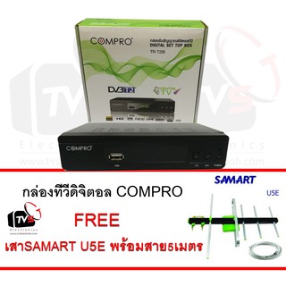 COMPRO TR-T2B กล่องรับสัญญาณดิจิตอลทีวี FullHD1080 แถม เสารับสัญญาน SAMART U5E พร้อมสาย5เมตร