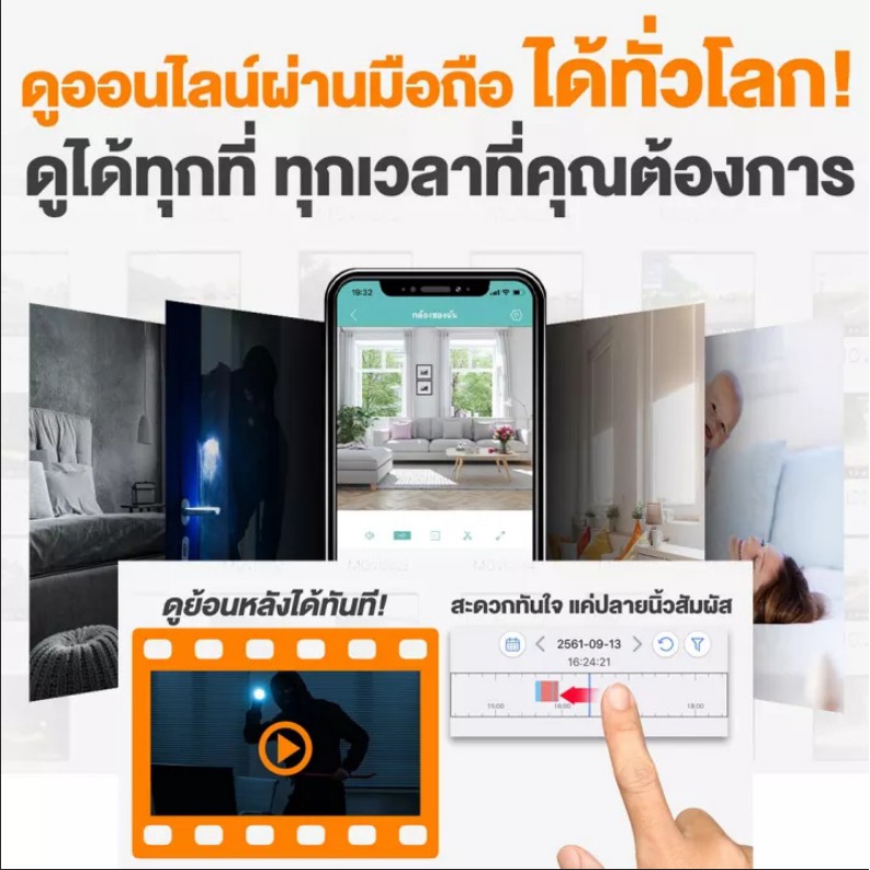 🇹🇭Ekcam P2P กล้องวงจรปิด ไร้สาย คมชัด 5/3ล้าน IP Camera 3เสารับสัญญาณ มีภาษาไทย alarm อินฟราเรด IR cut APP V380 Pro