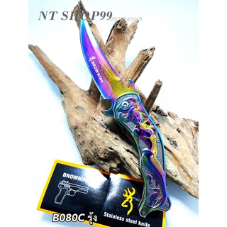 NT SHOP มีดเดินป่า มีดพก มีดใบมีดสีดำคมเท่ มีดสะสม knife K166