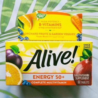 วิตามินและแร่ธาตุรวม วัย 50 ปี Alive! Energy 50+ Complete Multivitamin 60 Tablets (Natures Way®)