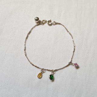 Gems silver bracelet สร้อยข้อมือจี้พลอย สร้อยข้อมือเงินแท้