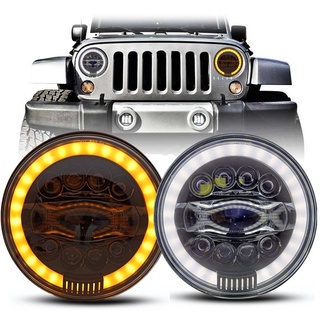 ไฟหน้า Led H4 ทรงกลม 60W 7 นิ้ว สําหรับรถจักรยานยนต์ Jeep Wrangler Off Road 4x4