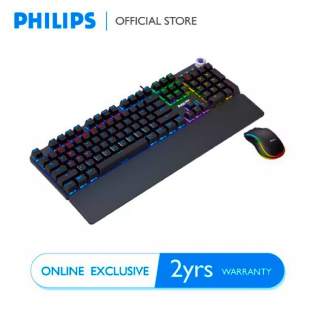 import ✨  PHILIPS Gaming Combo Philips SPK8605 Wired Mechanical Gaming Keyboard + SPK9403B 7D RGB Ga