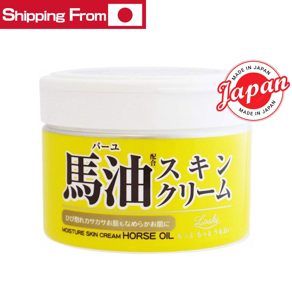 Loshi 100% Natural Premium Horse Oil Skin Cream 220g ★Direct From Japan★