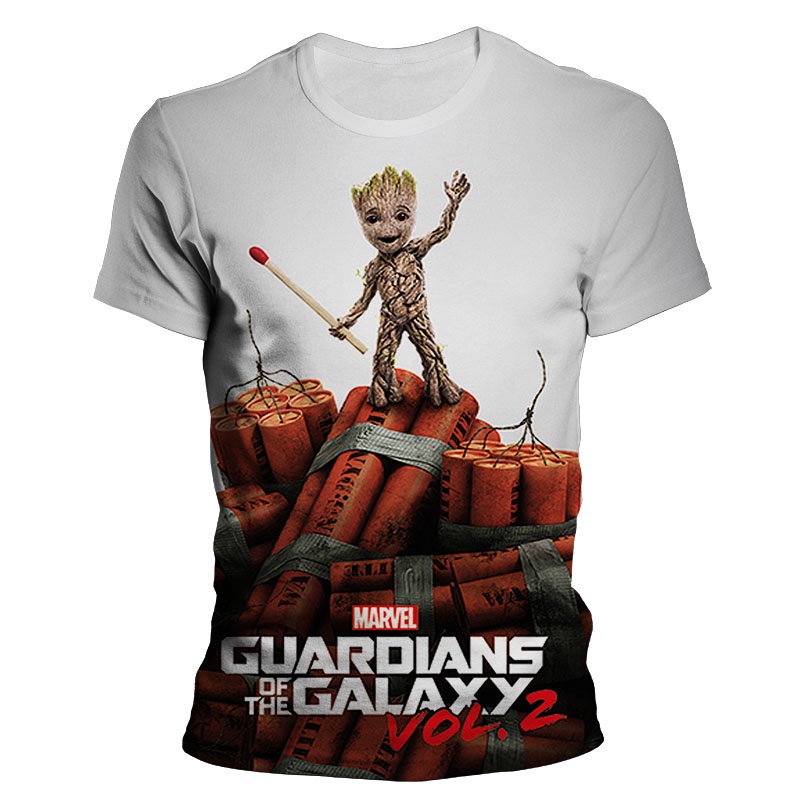 New Baby Groot Guardians of the Galaxy T-shirt summer new men's 3D printing and women casual | Shopee Thailand