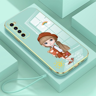 เคสซิลิโคน ขอบตรง ลายตุ๊กตาเสือน่ารัก หรูหรา สําหรับ Huawei Y6P Huawei Y8P 2020 Huawei Y7a Huawei Y9S