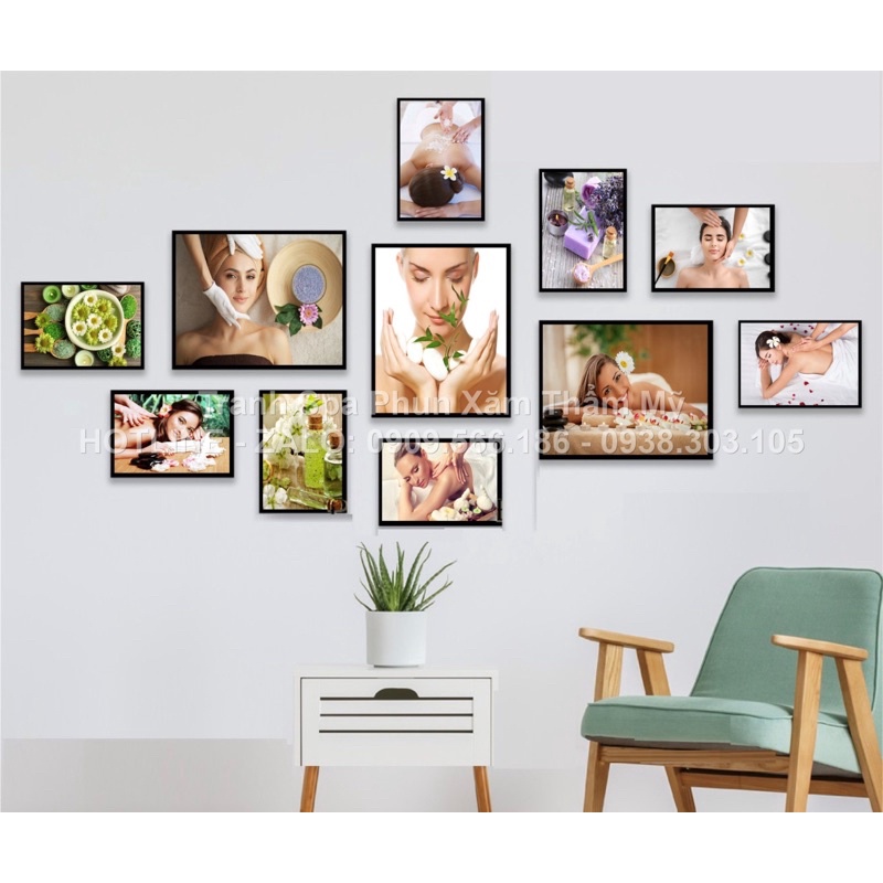 SET OF 11 SPA PICTURE FRAME - TATTOO SPRAY - EXTENSION สําหรับ BEAUTY SALON SPA