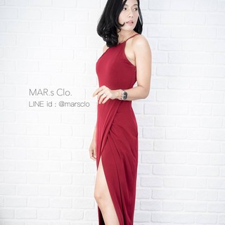 Linda dress สีแดง Burgundy