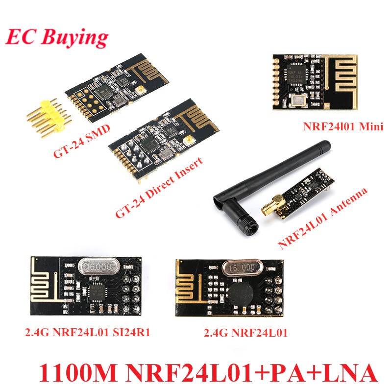 โมดูลไร้สาย GT-24 SMD NRF24L01+PA+LNA NRF24L01 1100 เมตร พร้อมตัวรับส่งสัญญาณ Wifi สําหรับ Arduino