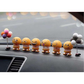 ตุ๊กตาดุ๊กดิก6 ชิ้น / เซ็ตสีสุ่มมินิเขย่าหัวตุ๊กตาตลกยิ้มใบหน้าสปริงเต้นรำของเล่นตกแต่งภายในรถยนต์เครื่องประดับอัตโนมัติ