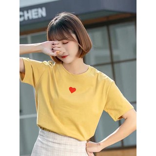 heart logo round neck tshirt for women size M-XLเสื้อยืด