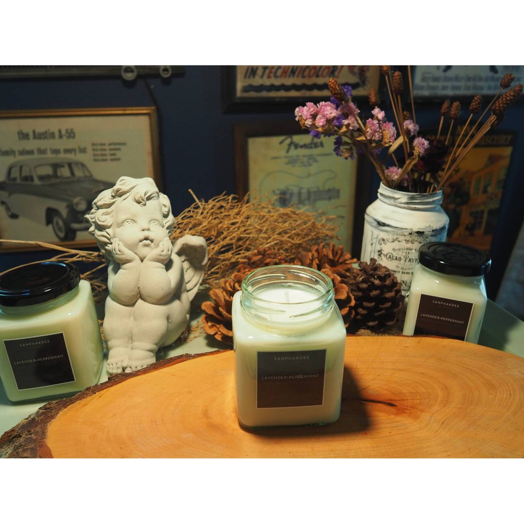 Scented Candle เทียนหอมกลิ่น Lavender+Peppermint ผลิตจาก Soy Wax