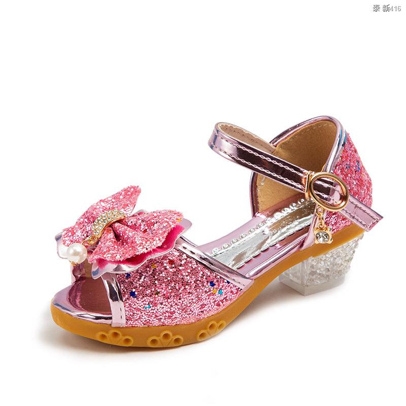 Christmas Girls Shoes Children Leather Sandals Sequins Kids High Heels