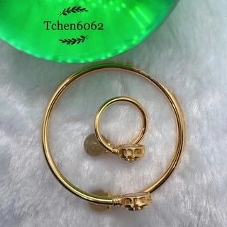 🔥กำไลกังหันหมุนได้ชุดกำไลแหวนไหมทอง ไม่ลอกไม่ดำ เป็นงานทองเหลือง