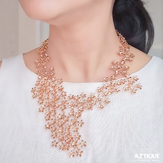 Aztique สร้อยคอ สร้อยคอดอกไม้ Flower Necklace Pendant Jewelry Gift bs