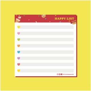 🌭🍦สมุดฉีกขนาด 9x9 cm ลาย Food Happy List 🌭🍦(50แผ่น)  (รหัส : B2)