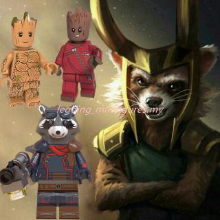 เข้ากันได้กับ Leging Minifigures Marvel Endgame Rocket Raccoon Groot Movie Building Blocks ของเล่นสําหรับเด็ก