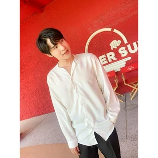 S13 เสื้อเชิ้ตคอวีตะเข็บ แขนยาว สีพื้น สไตล์เกาหลี