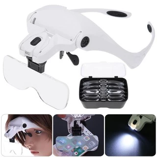 CRX เลนส์ปรับได้สวมใส่แว่นตาแว่นขยายชุดแว่นขยายกับไฟ LED 9892B1