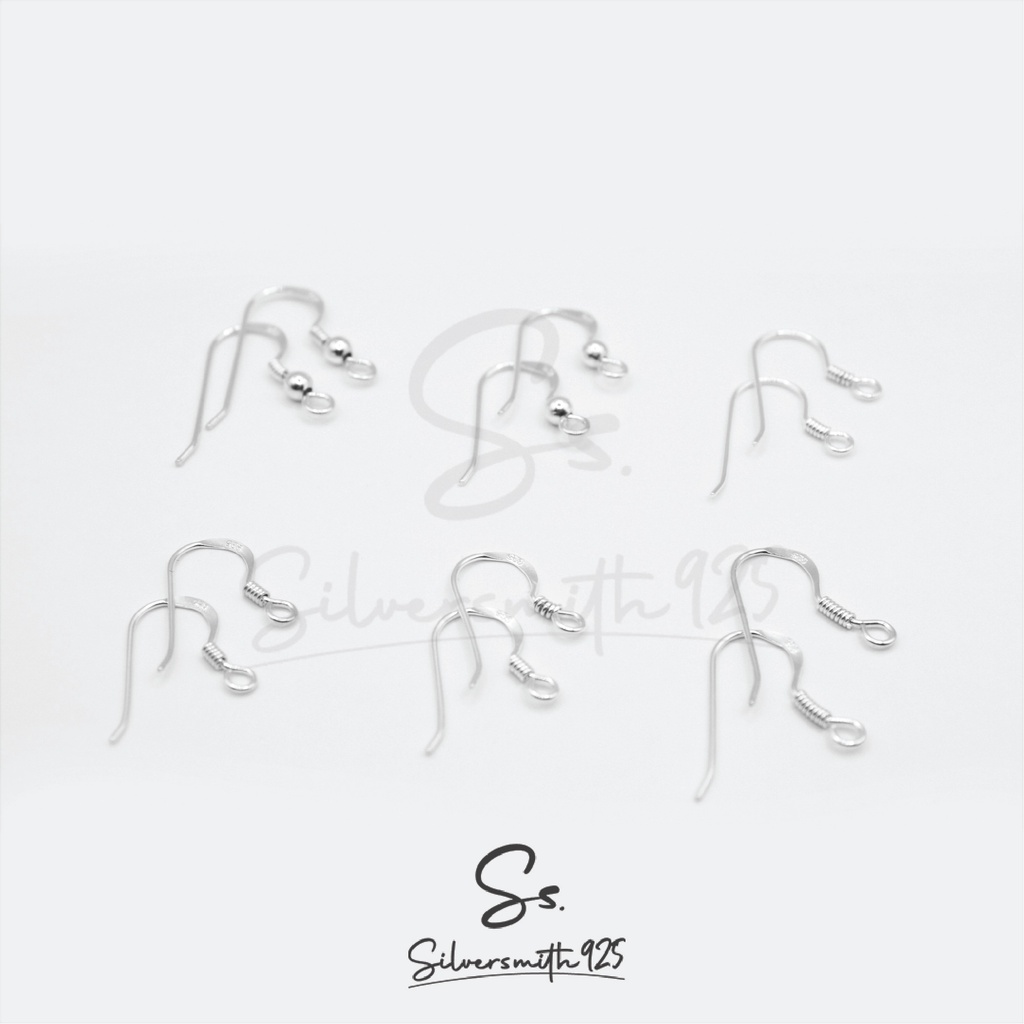 ต่างหูเบ็ด ต่างหูเงินแท้ 92.5% ต่างหูตะขอเบ็ด ขนาดลวด 0.6-0.7 มิล อะไหล่ต่างหูเบ็ด