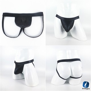 ▶️ M,L ◀️ กางเกงในชาย Jockstrap N2N Leather จ๊อคสแตป หนังเทียม ยืดหยุ่น 2 เส้น เปิดหลัง