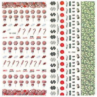 สติกเกอร์ติดเล็บ สติกเกอร์ตกแต่งเล็บ แทททูติดเล็บ แบบลอกลายน้ำ