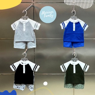 เสื้อยืดเด็กผู้ชาย กางเกงขาสั้นเชือกผูก ใส่เที่ยว งานเข้าชุด Baby Boy Toddler t-shirt SHORT pants Mariam Family-DK