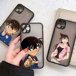 เคสโทรศัพท์มือถือ แบบแข็ง เนื้อแมตต์ ป้องกันเลนส์กล้อง ลายอนิเมะยอดนักสืบโคนัน สําหรับ iPhone 13 Pro Max 11 12 7 8