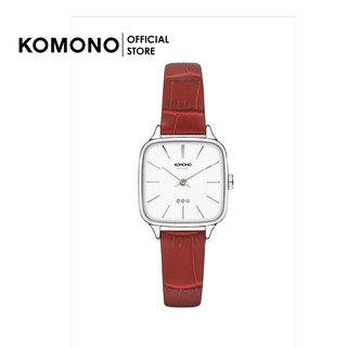 นาฬิกา KOMONO Watch Kate Croco Red ผู้หญิง สีแดงเงิน สายหนังปั้มลายจระเข้ ทรงเหลี่ยม