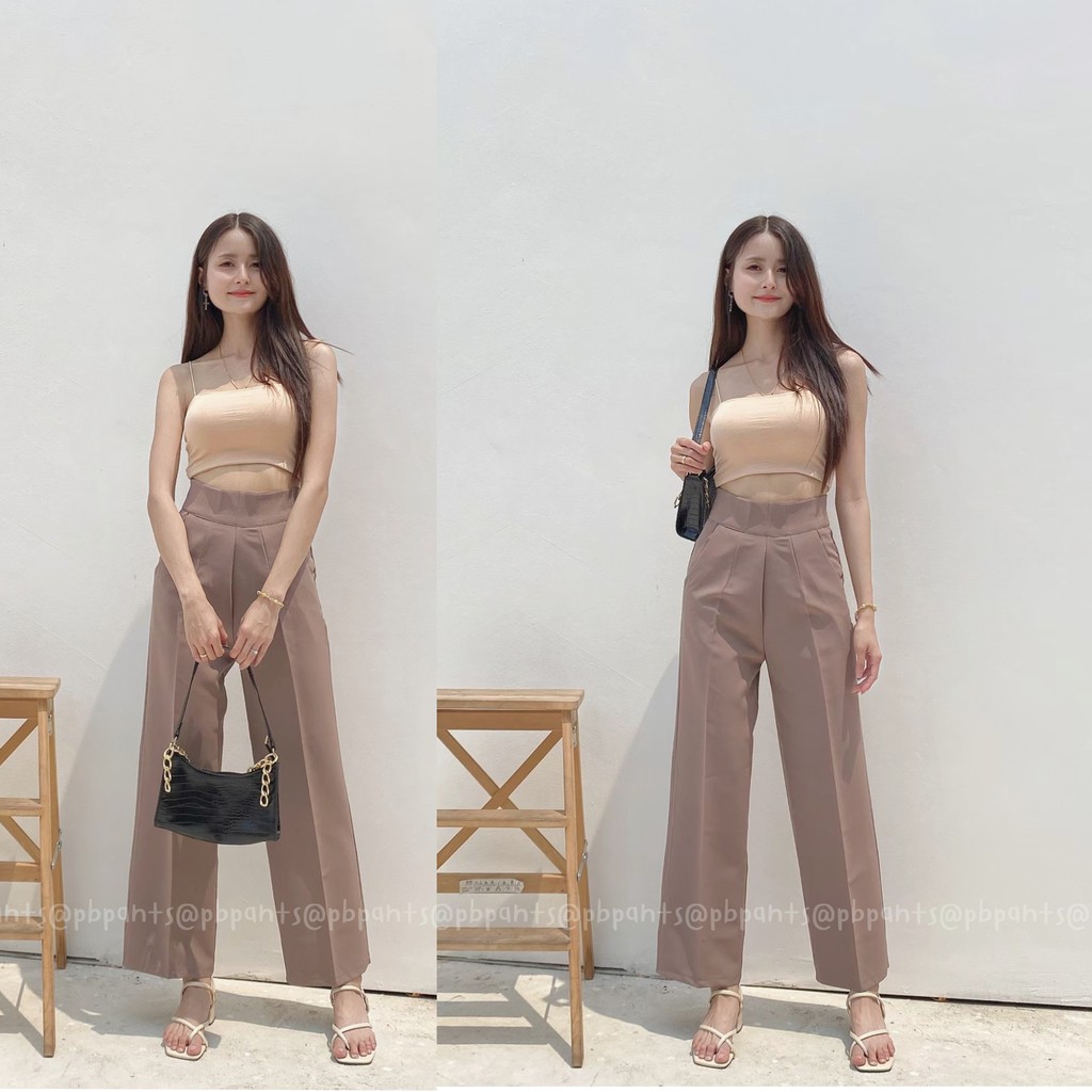 Pbpants 🌈 กางเกงขาบานผ้าเปเป้ซิปซ่อนหลัง ขอบหนา2'