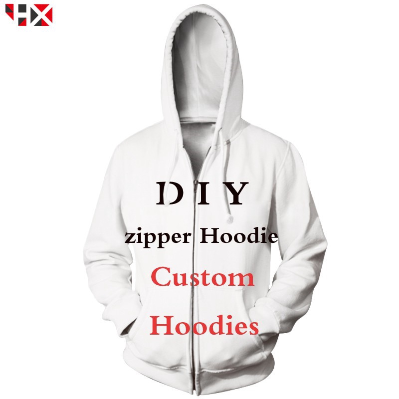 HX 3D Print DIY Personalized Design Own Image Photo  Anime Casual Zipper Hoodie