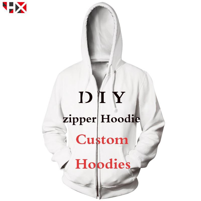 HX 3D Print DIY Personalized Design Own Image Photo  Anime Casual Zipper Hoodie