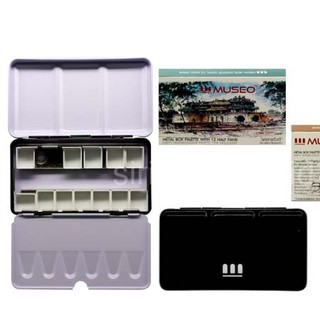 จานสีกล่องเหล็กพร้อมถ้วยเปล่า 12 ใบ MUSEO #305-13BOX12X กล่องคละลาย