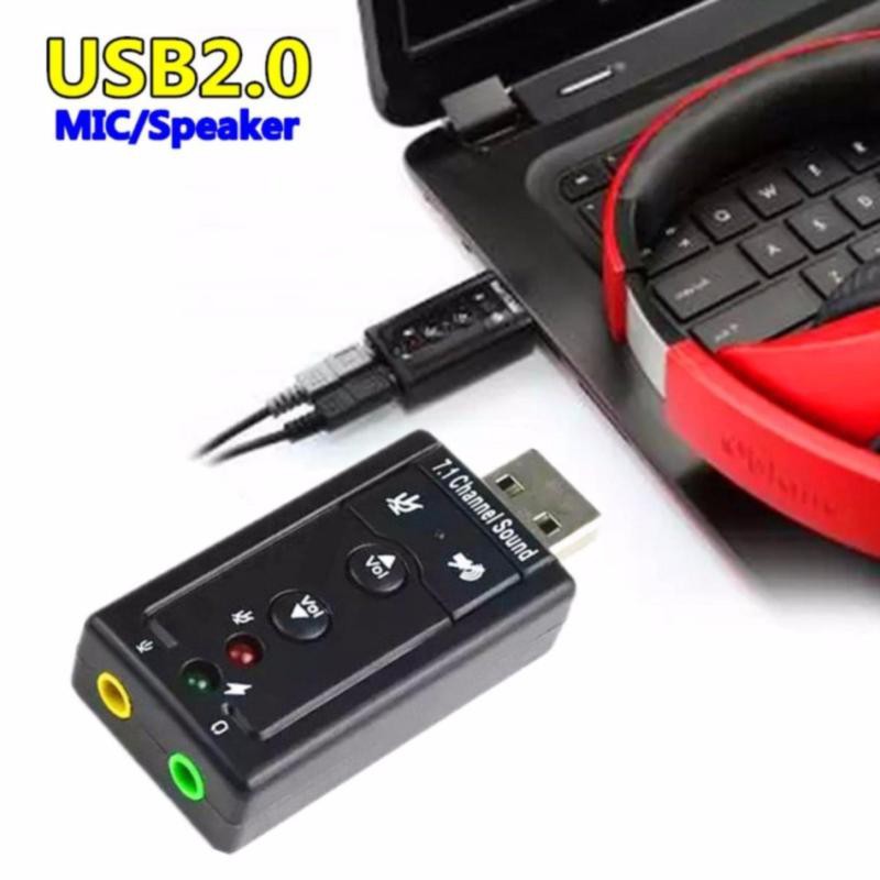 ซาวด์การ์ด การ์ดเสียงUSB2.0 Sound Card Adapter Audio 3D 12Mbps Virtual 7.1