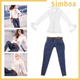 ( Simhoa ) 1 : 6 ชุดเสื้อเชิ้ตยีนส์สําหรับสตรีแขนยาวสีขาว Ht Cy Girl 12  