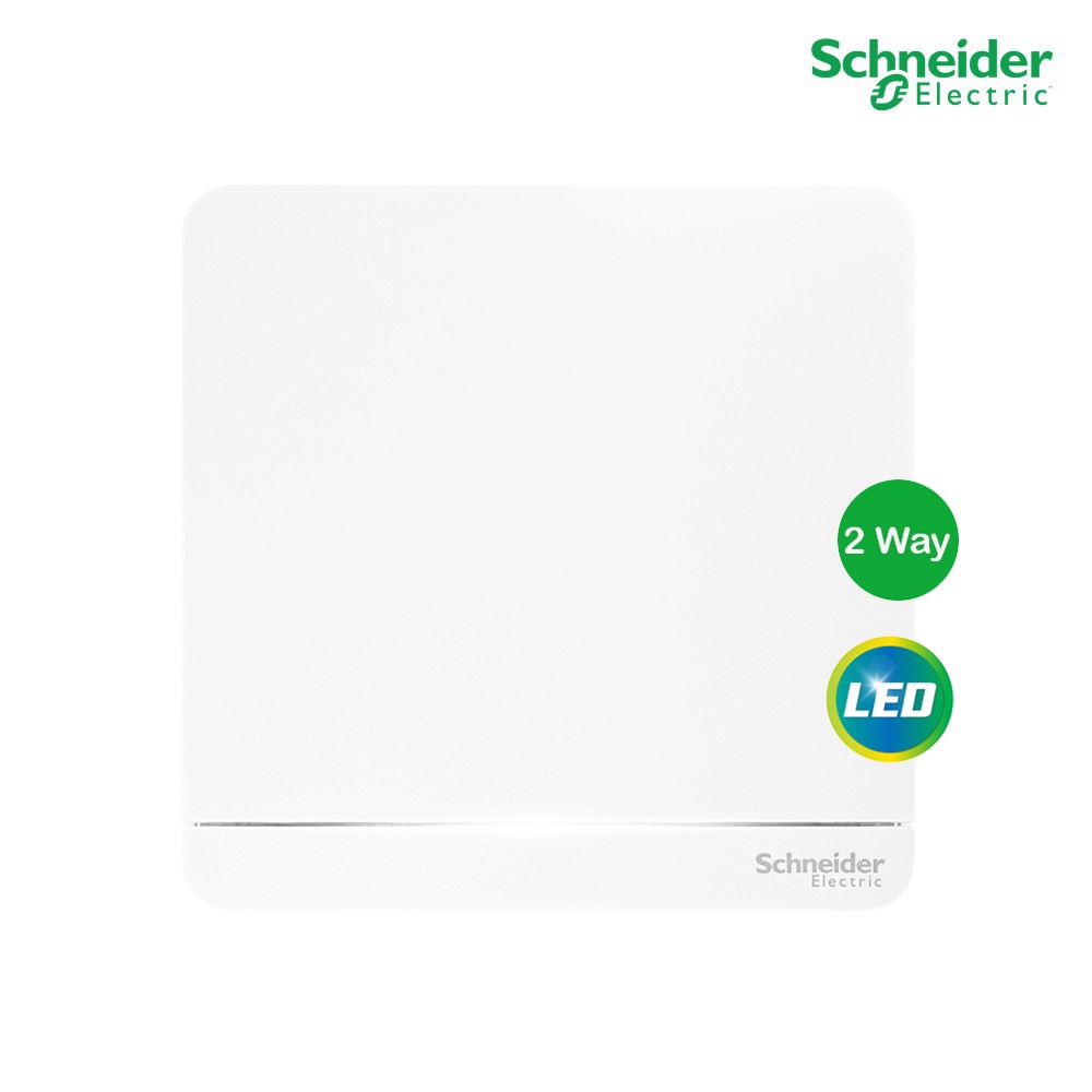 Schneider Electric สวิตช์ไฟสองทาง 1 ช่อง มีไฟ LED, 16AX, 250V LED, 8.6x8.6x1 cm. รุ่น AvatarOn E