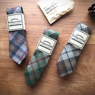 เนคไทลายทาร์ทัน สีเขียวและเทา Neck Tie Grey Green Tartan เน็คไท/ เนกไท/ เน็กไท/ Necktie