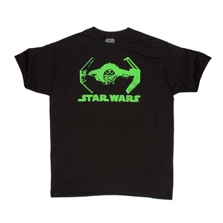 [S-5XL] เสื้อยืดแขนสั้น พิมพ์ลาย Star Wars Tie Fighter เรืองแสงในที่มืด ขนาดใหญ่