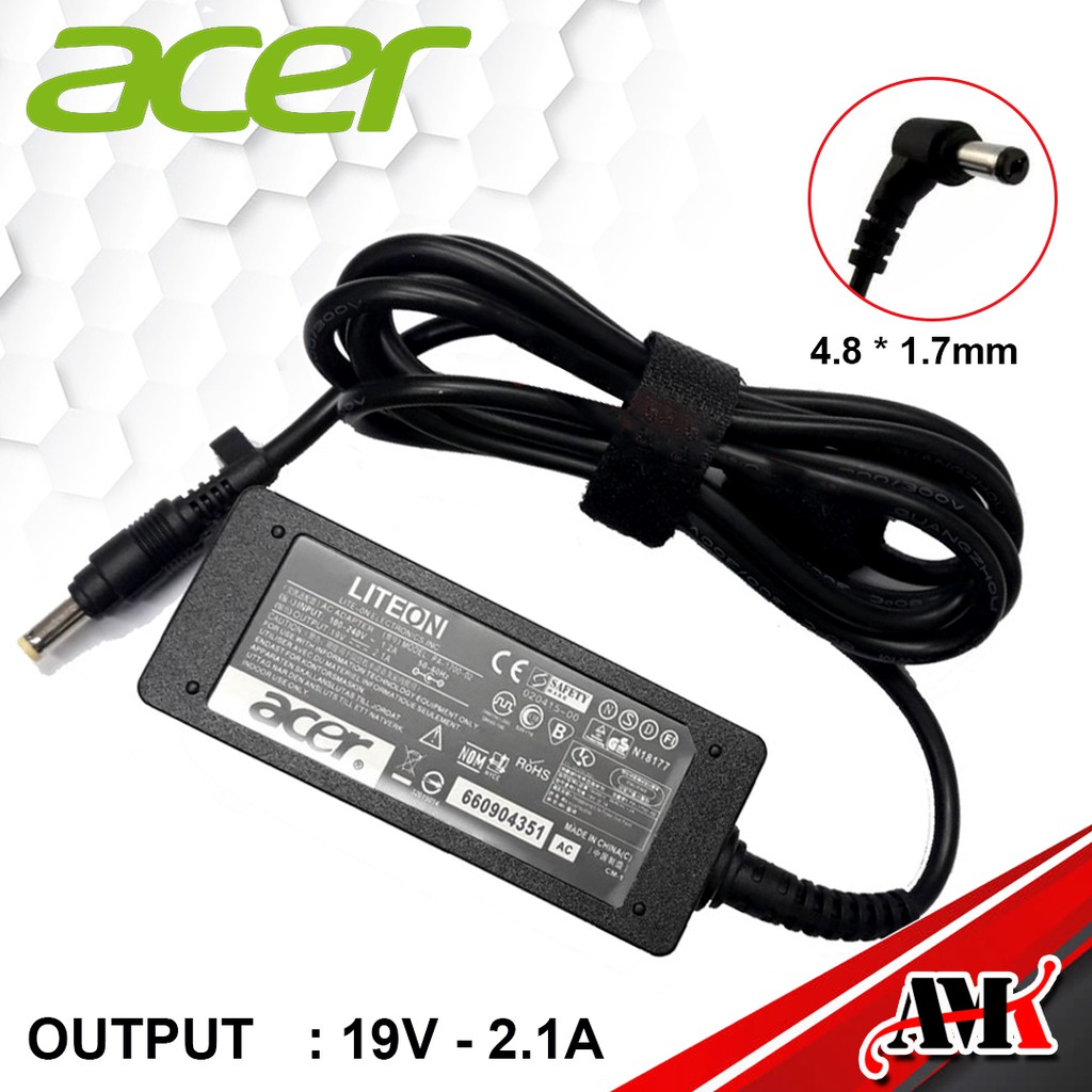 ACER 19V 2.1A 4.8* 1.7 Adapter / Original ACER Laptop Charger สําหรับ Acer Z476