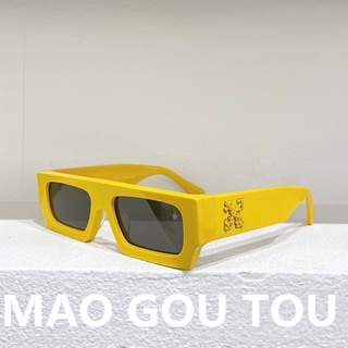 off white OFF European and American trendy WHITE sunglasses womens generous long frame Internet celebrity same style sunglasses mens yellow frame plate ins2022