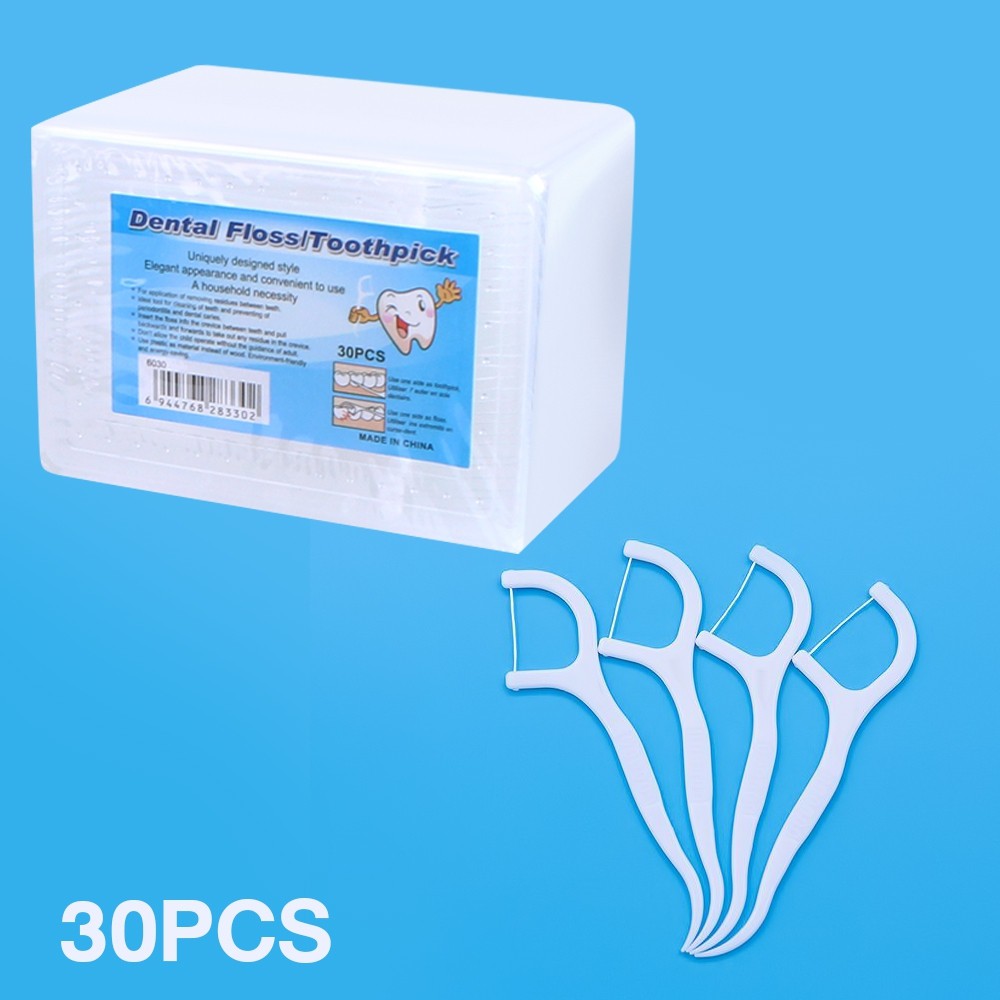 ไหมขัดฟันเส้นชนิดด้าม แบบกล่อง รุ่น Teeth-floss-small-30-pcs-00h-boss