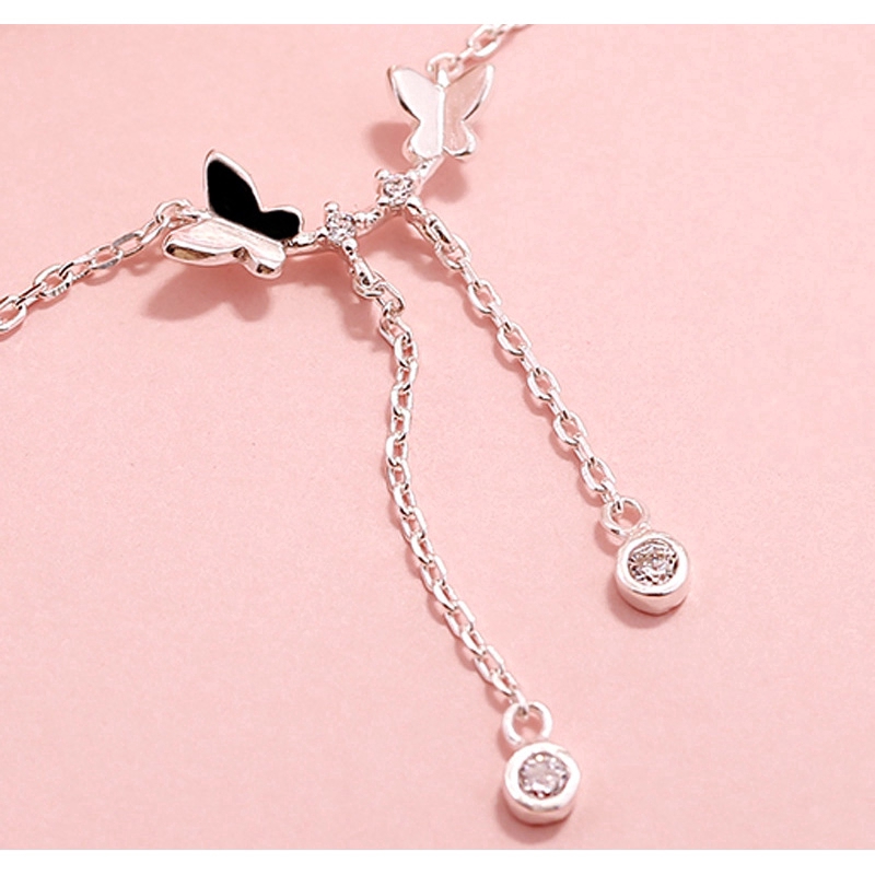 สร้อยคอโซ่เงิน ประดับจี้ผีเสื้อ ฝังคริสตัล สไตล์เกาหลี ของขวัญเครื่องประดับ สำหรับผู้หญิง - รูปที่ 4