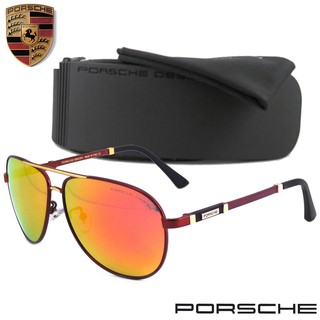 Polarized แว่นกันแดดรุ่น Porsche UV 8518 C-3 สีแดงเลนส์ส้ม เลนส์โพลาไรซ์ ขาข้อต่อ วัสดุ สแตนเลส สตีล ทรงสปอร์ต