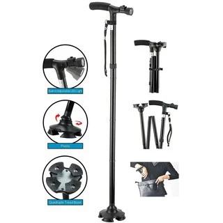 buybuytech Magic Cane with LED ไม้เท้า ไม้ค้ำยัน ไม้เท้าช่วยพยุง พับได้มีไฟฉาย LED ในตัว Lights รุ่น MagicCane-55a-Song