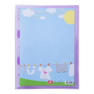 แฟ้มโชว์พลาสติก A4 สีม่วง ฟลามิงโก้ 9085A/Plastic Display File A4 Purple Flamingo 9085A