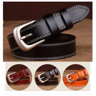 เข็มขัดผู้หญิงไซน์ M หัวเข็มขัดสีทอง หนังแท้ Womens fashion belt casual belt