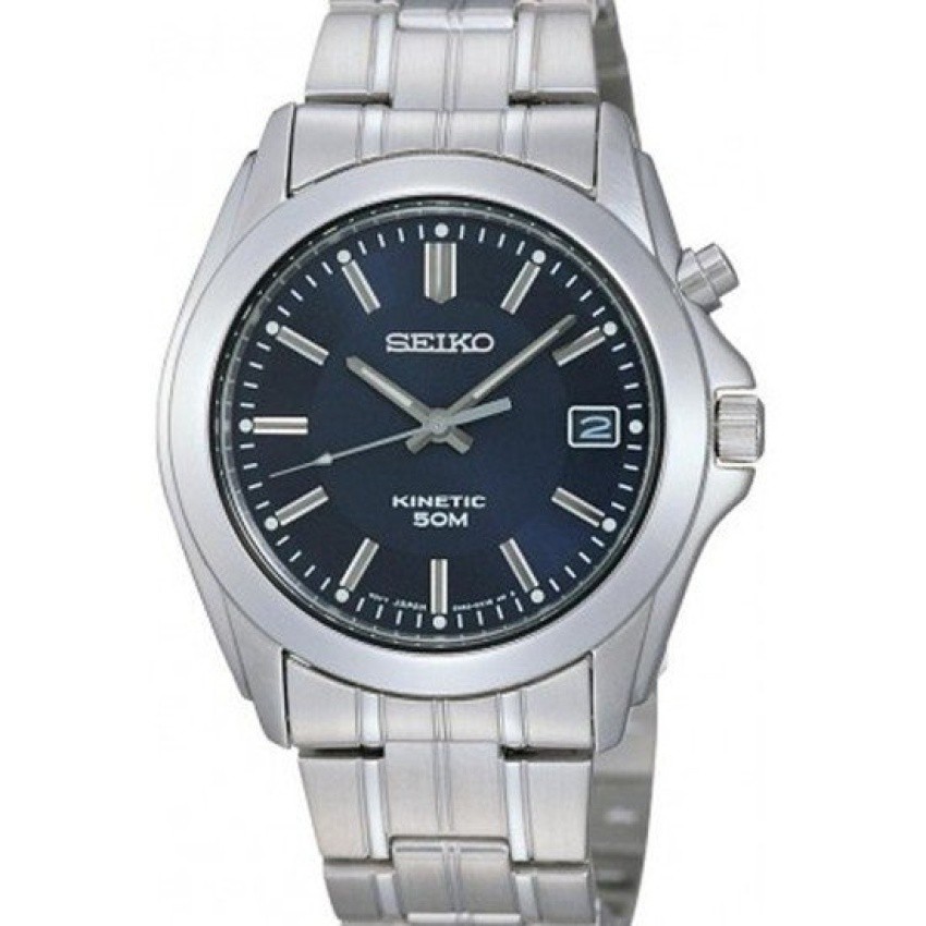 Seiko Kinetic Men's Watch Silver/Blue Stainless Strap SKA267P1