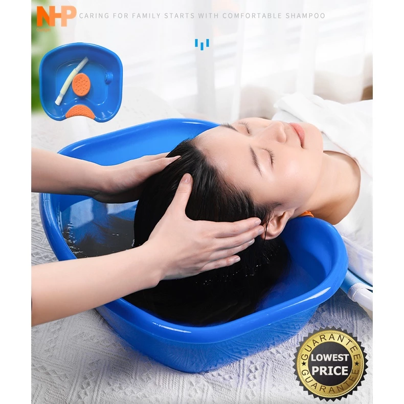 ที่รองสระผม อ่างสระผม เคลื่อนที ที่นอนสระผม เสริมแผ่นยางรองคอ เหมาะสำหรับผู้ป่วยติดเตียง D09