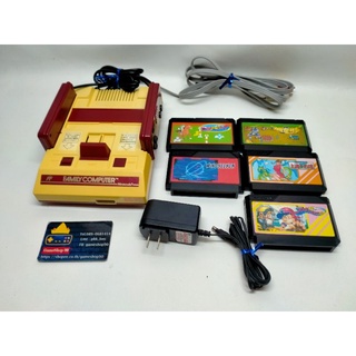 เครื่องเกม Famicom แท้สล๊อตเหล็ก ระบบAVตลับเกม5 ตลับแท้ หม้อแปลงไฟไทย พร้อมเล่นเลยครับ